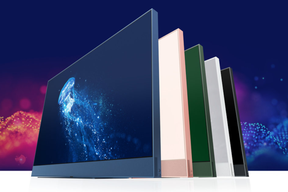 Sky Glass Black TV available in 43", 55", and 65" from £13 per month up to £21 per month based on a 48 month contract