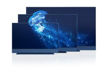 Sky Glass Blue TV available in 43", 55", and 65" from £13 per month up to £21 per month based on a 48 month contract