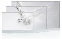 Sky Glass White TV available in 43", 55", and 65" from £13 per month up to £21 per month based on a 48 month contract