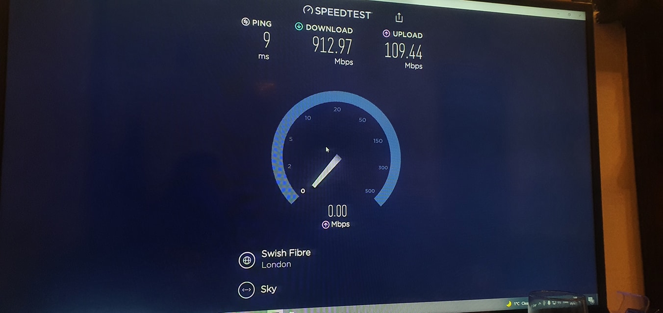 Sky Gigafast Broadband offers over 900 Mbps download speeds and over 100 Mbps upload speeds from only £49.99 per month.