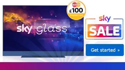 Sky Glass offers £100 Reward Mastercard on ANY Sky Glass plan with 0% financing.